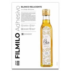 Papel Filmilo autoadhesivo Art jet blanco reluciente A4 x 20 hojas