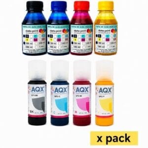 Pack de 4 tintas de sublimación DataPrint AQX x 100ml